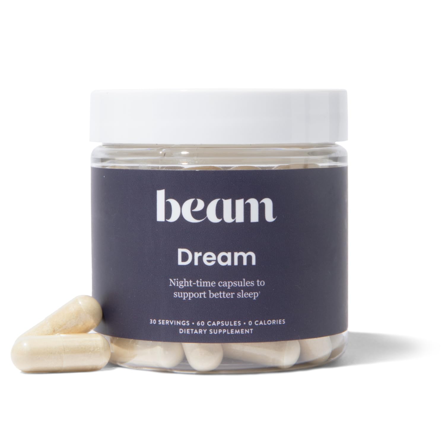 Beam Dream Sleep Capsules, Sleep Supplement, Sleep Aids for Adults, Contains Magnesium, Melatonin, L Theanine, Apigenin, Natural Sleep Aid, Vegan, Non GMO, Dairy Free, 3rd Party Tested, 30 Servings